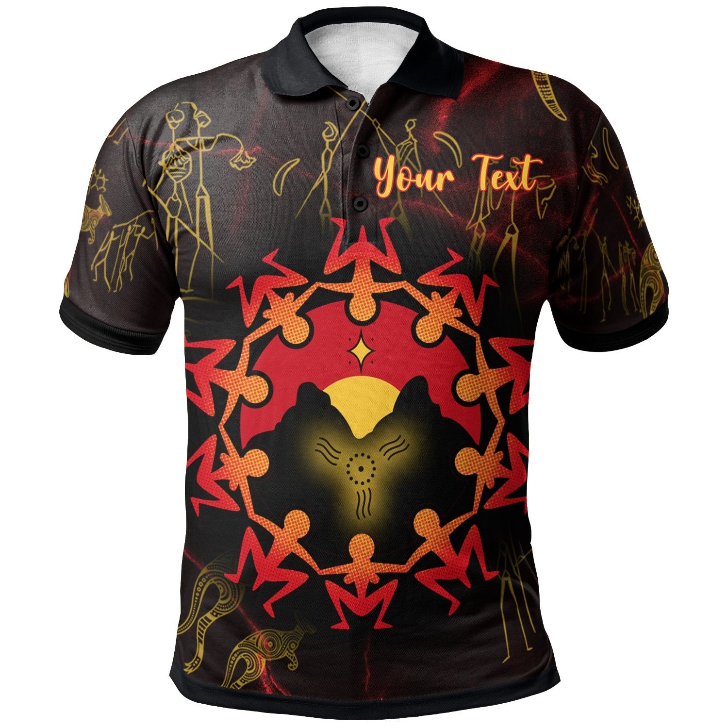 Aboriginal Polo - (Custom Text) Aboriginal Australia Map and Indigenous Flag Polo Shirt