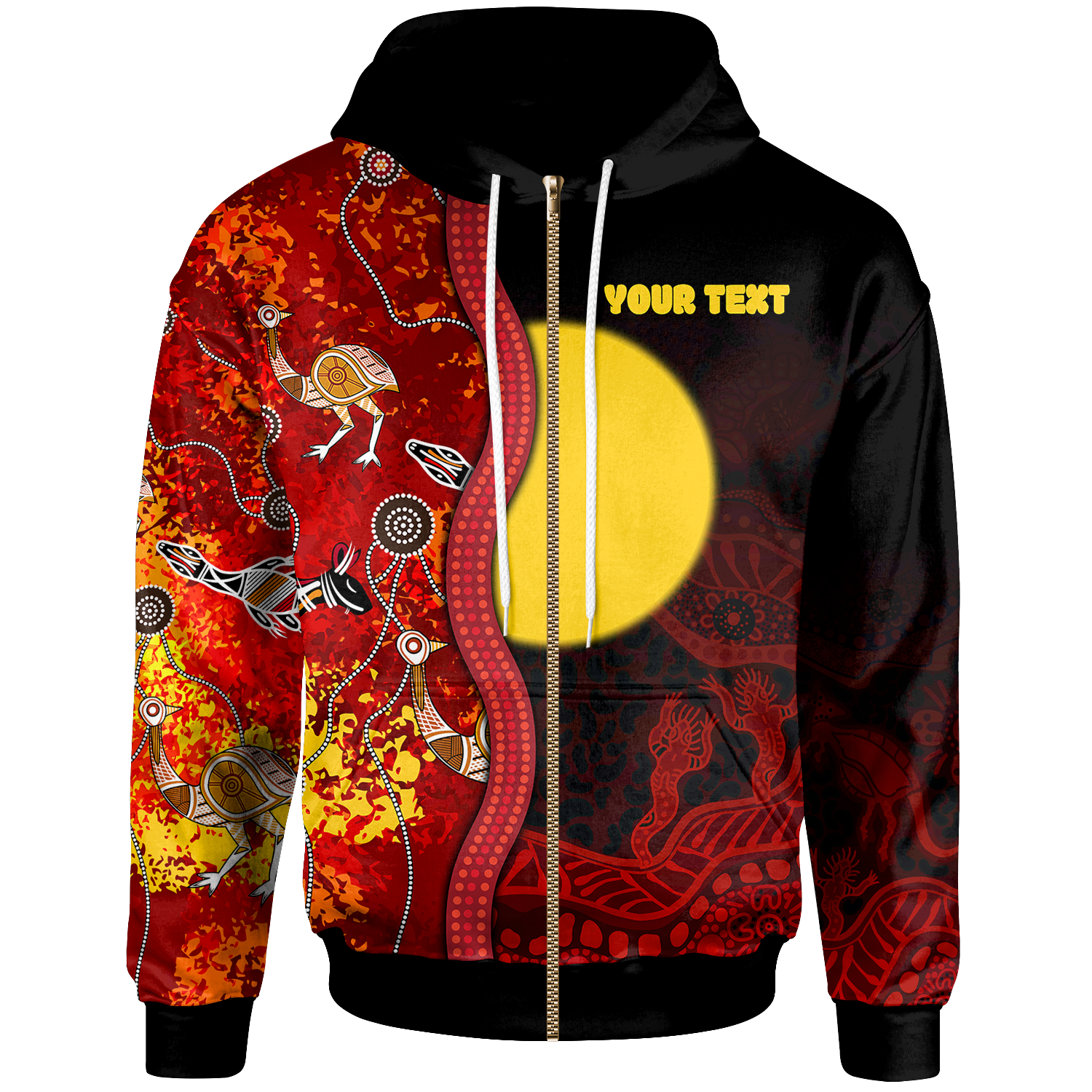 (Custom) Aboriginal Zip Hoodie - Red Indigenous Flag