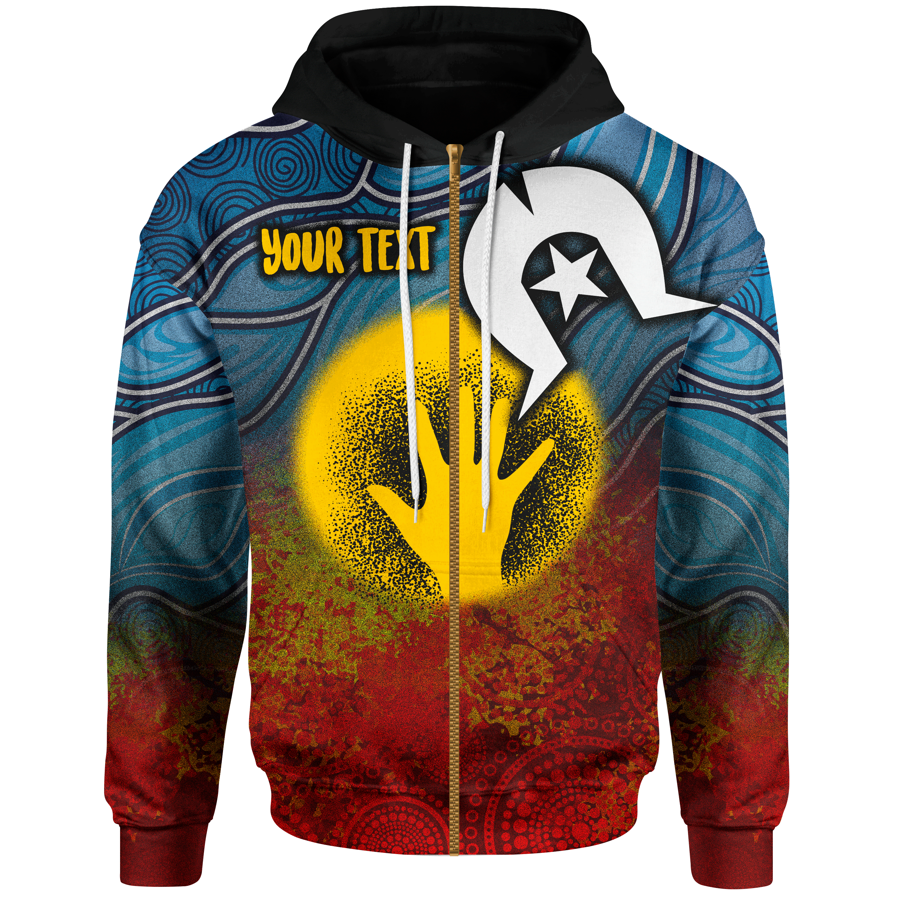 (Custom Kid) Aboriginal Kid Zip Hoodie - Aboriginal and Torres Strait Islanders Flag