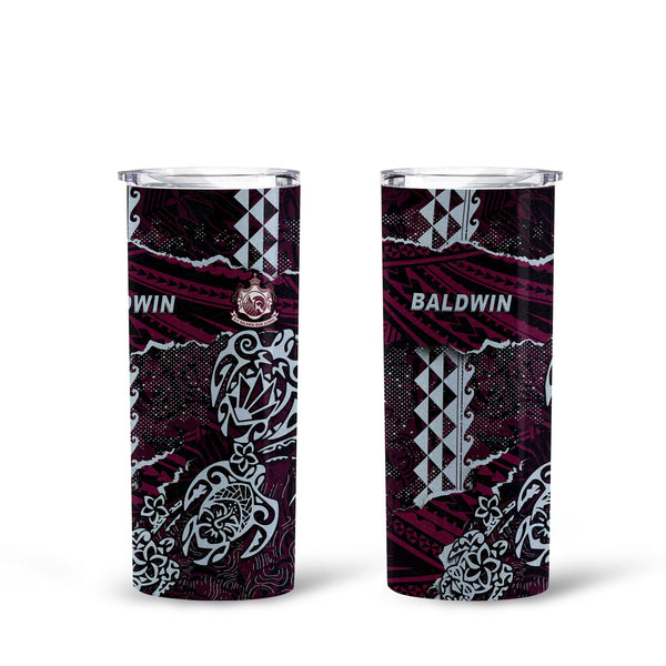 Hawaii Baldwin High School Tall Glitter Tumbler Polynesian Turtle Style