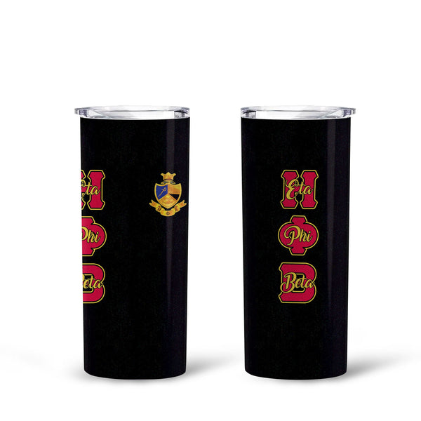 Sorority Tumbler - Eta Phi Beta Tall Glitter Tumbler Original Black Style