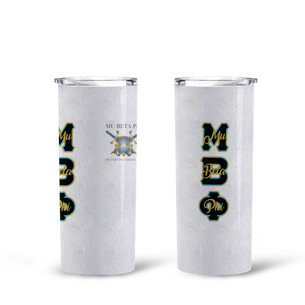 Fraternity Tumbler - Mu Beta Phi Tall Glitter Tumbler Original White Style