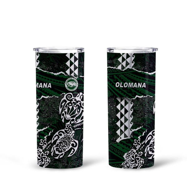 Hawaii Olomana High & Intermediate School Tall Glitter Tumbler Polynesian Turtle Style