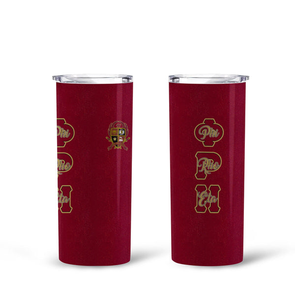 Fraternity Tumbler - Phi Rho Eta Tall Glitter Tumbler Original Maroon Style