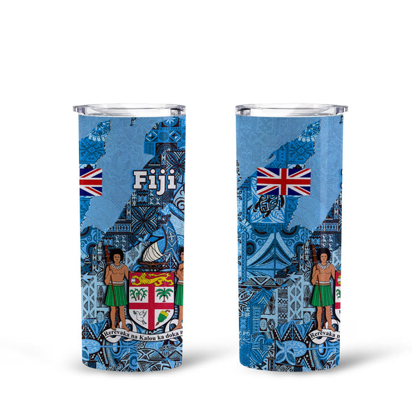 Fiji Flag & Coat Of Arms Tall Glitter Tumbler