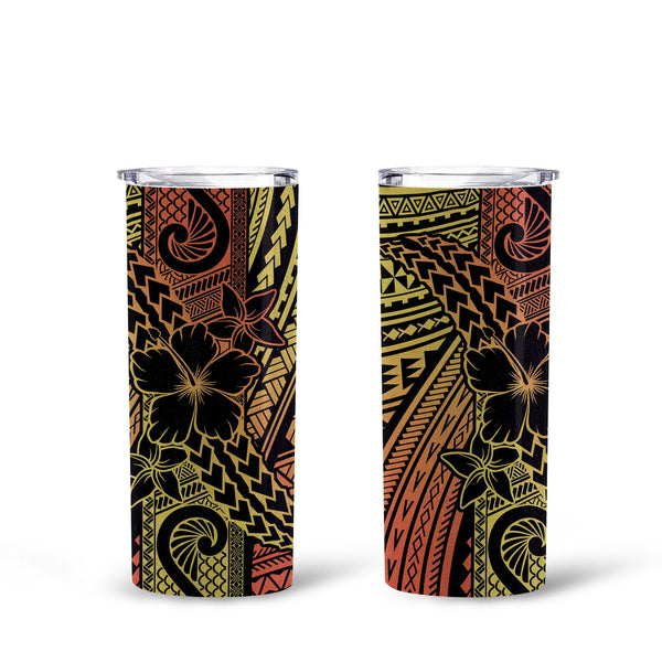 Hawaiian Reggae Tall Glitter Tumbler Polynesian Hibiscus Style