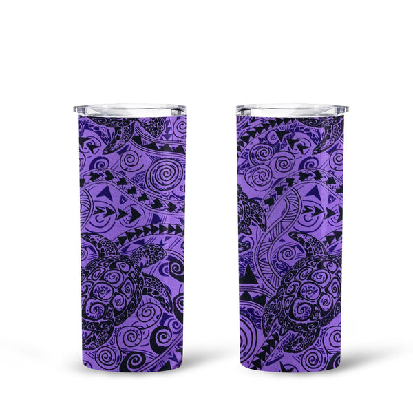 Hawaii Polynesian Turtle Tall Glitter Tumbler Purple Style