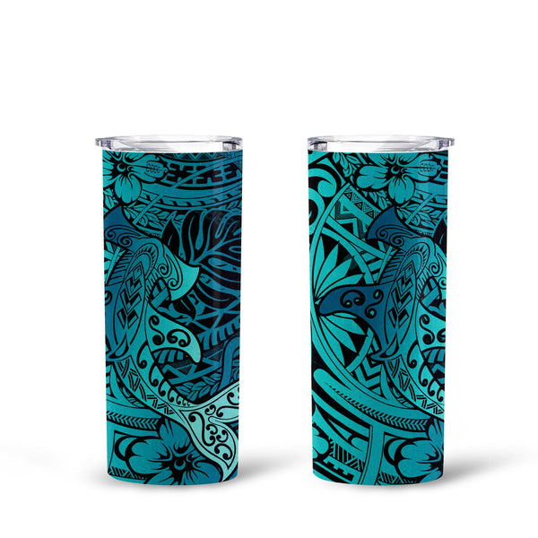 Hawaii Hammerhead Shark Tall Glitter Tumbler Light See Blue Style