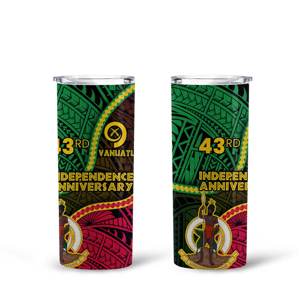 Vanuatu Tall Glitter Tumbler Independence Day 43rd Anniversary Style