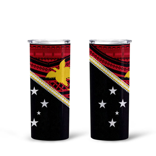 Papua New Guinea Tall Glitter Tumbler Polynesian Flag Style