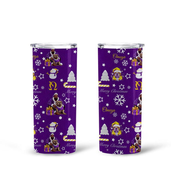 Fraternity Tumbler - OPP Christmas Tall Glitter Tumbler Bulldog Purple Pattern Style