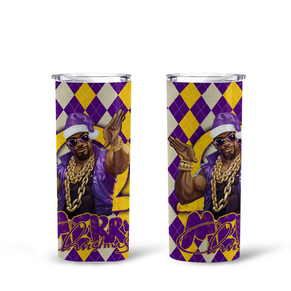 Fraternity Tumbler - OPP Christmas Tall Glitter Tumbler Bulldog Purple Gold Caro Pattern Style