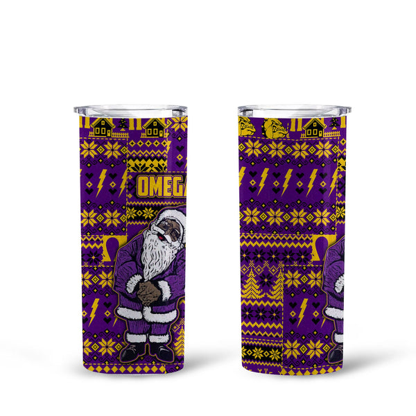 Fraternity Tumbler - OPP Christmas Tall Glitter Tumbler Bulldog & Santa Claus Omega Style