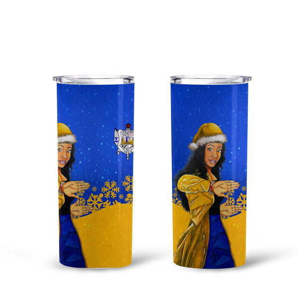 Sorority Tumbler - Sigma Gamma Rho Christmas Girl Tall Glitter Tumbler Pretty Poodles Style