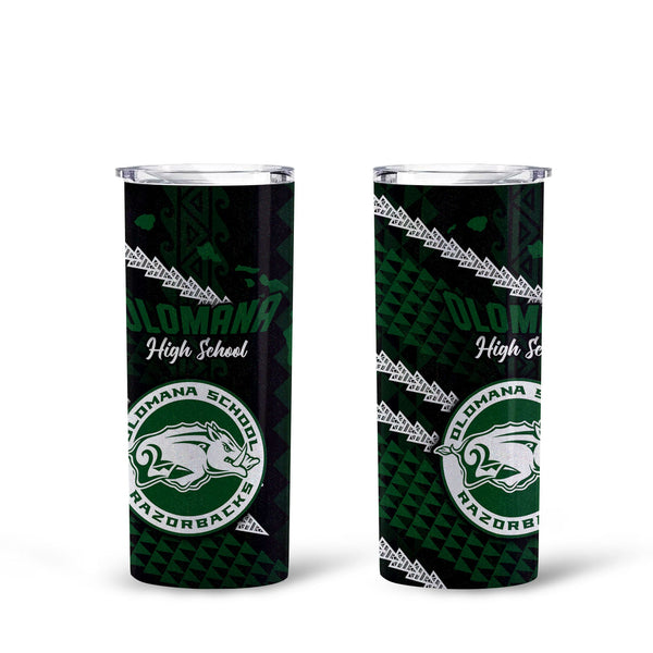 Hawaii Olomana High & Intermediate School Tall Glitter Tumbler Map Style