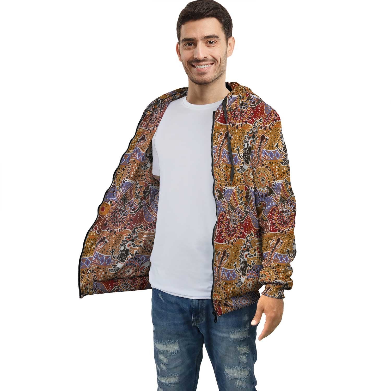 Aboriginal Hoodie - Kangaroo Koala Crocodile Patterns Pullover