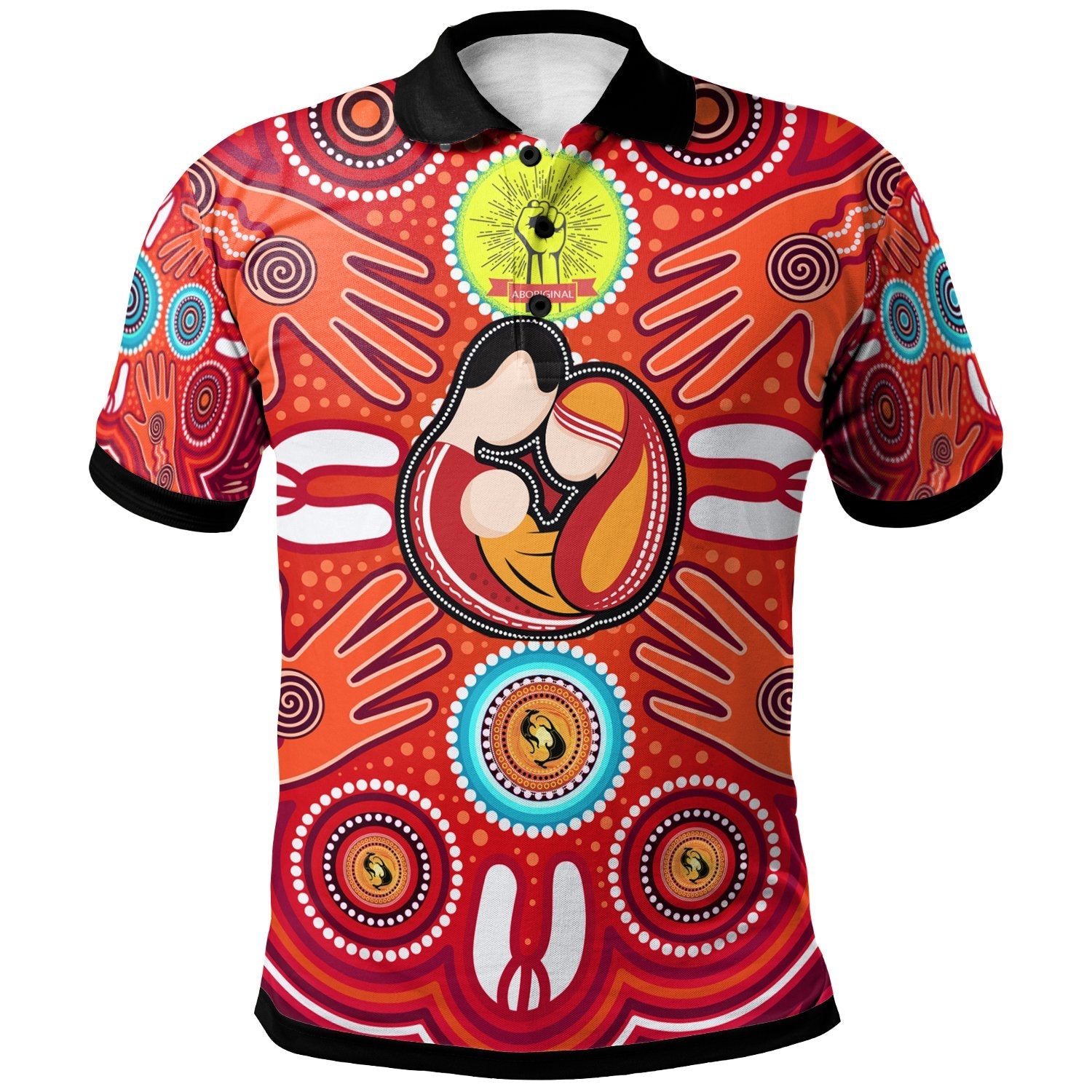 Aboriginal Polo - Aboriginal Family With Dot Painting art Polo Shirt