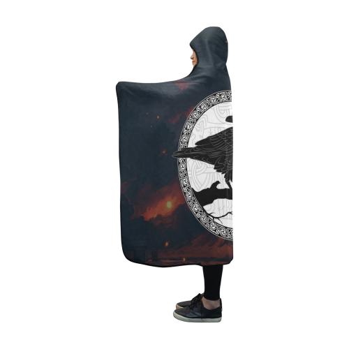 Viking Hooded Blanket Raven Of At Night