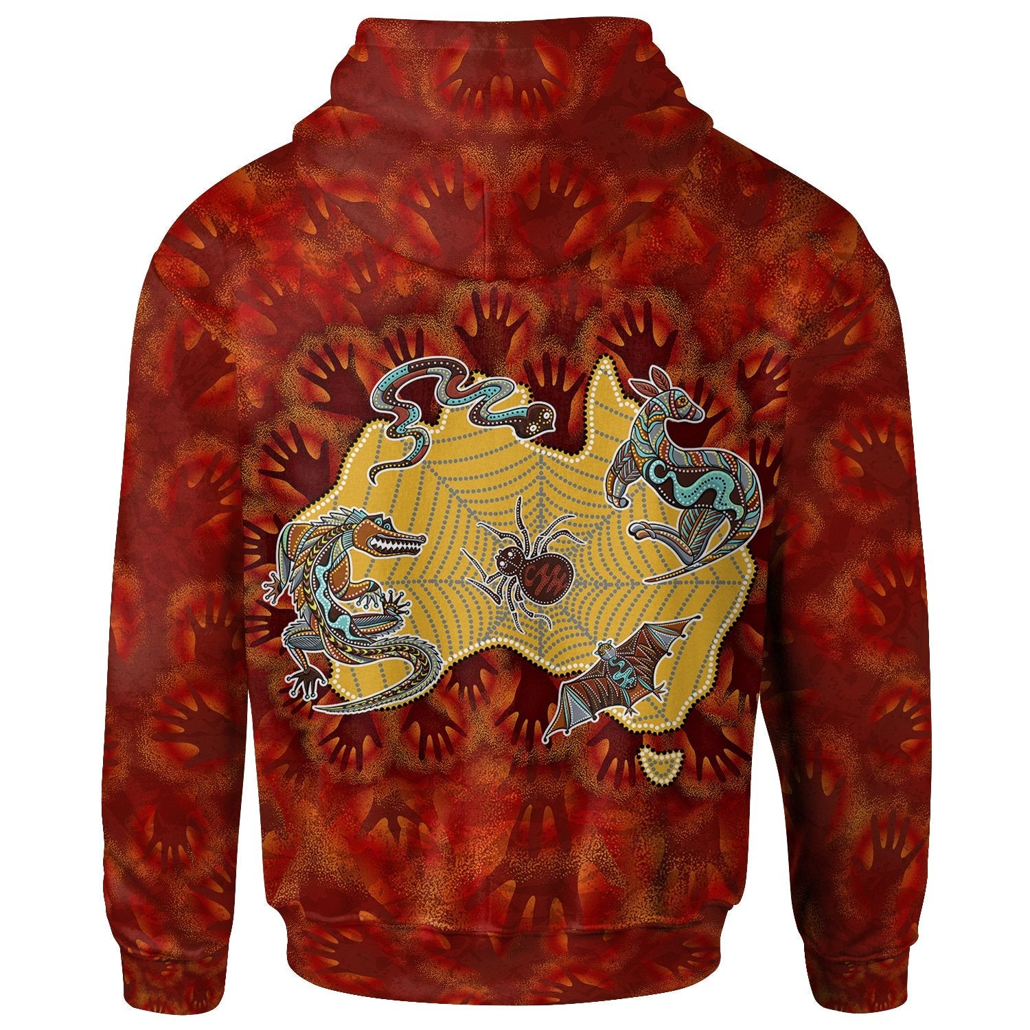 [Custom] Aboriginal Hoodie - Australia Map Hand Patterns Spider Web