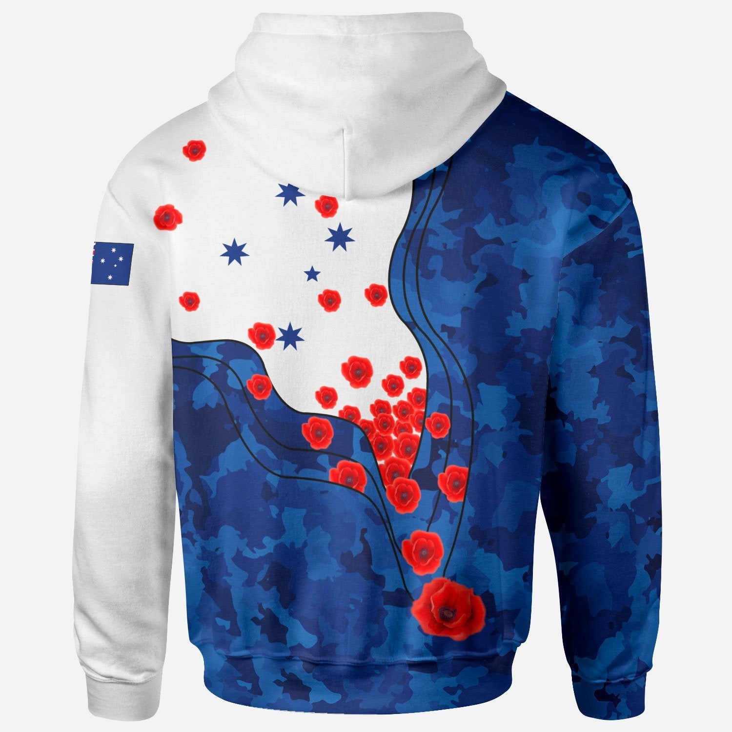 Anzac Lest We Forget Zip Hoodie - Australian Flag Color