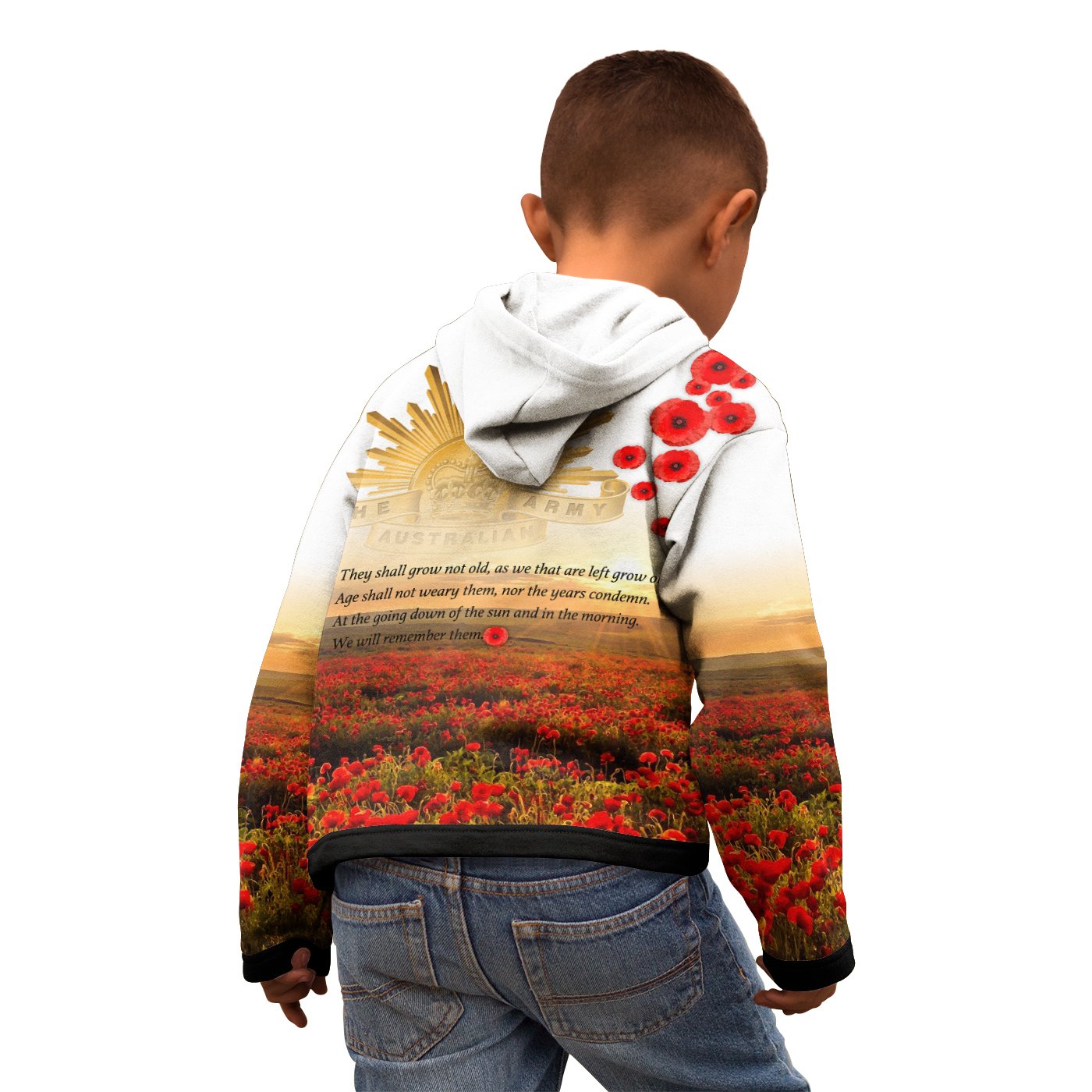 Anzac Day 2022 Kid Zip Hoodie - We Will Remember Them