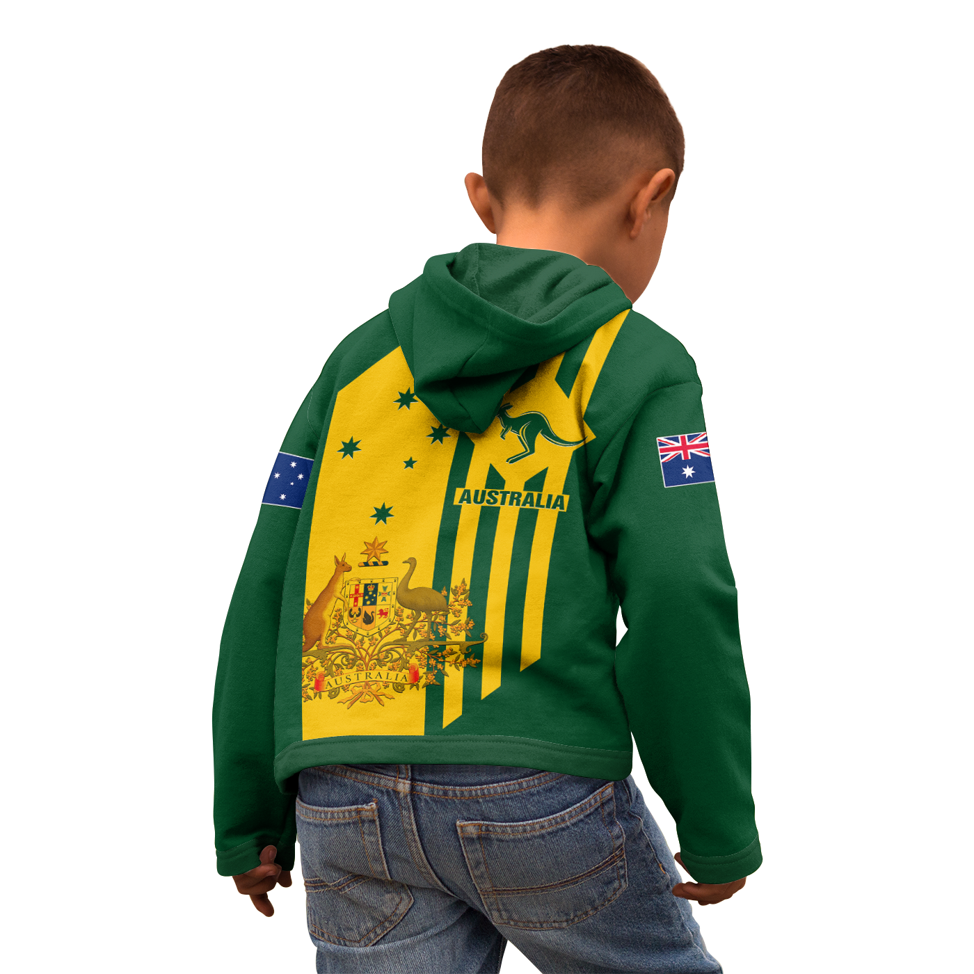 (Custom) Zip Hoodie - Australia Kangaroo Sign National Color