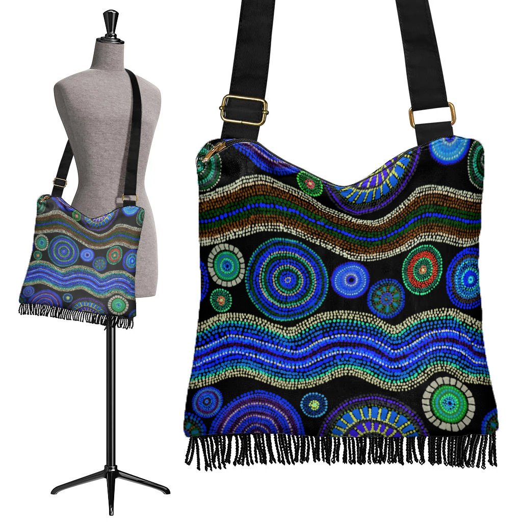 Boho Handbag - Aboriginal Dot Unique Style Blue