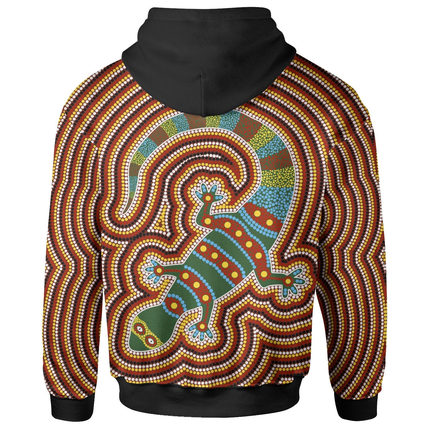 Aboriginal Zip Hoodie - Lizard Dot Painting Patterns