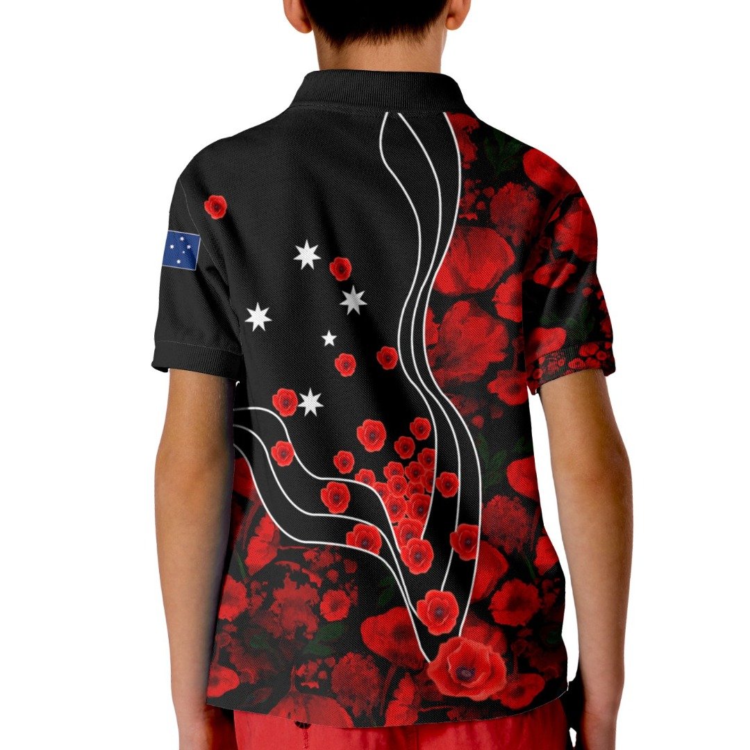 Anzac Polo - Anzac Lest We Forget  Poppy Flowers Kid Polo Shirt