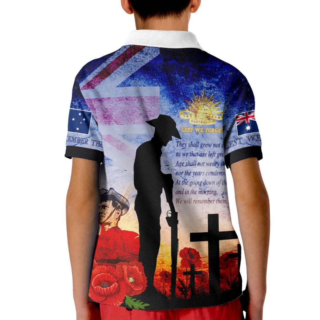 Anzac Polo - (Custom Text) Anzac 2022  Lest We Forget The Australian Army Kid Polo Shirt