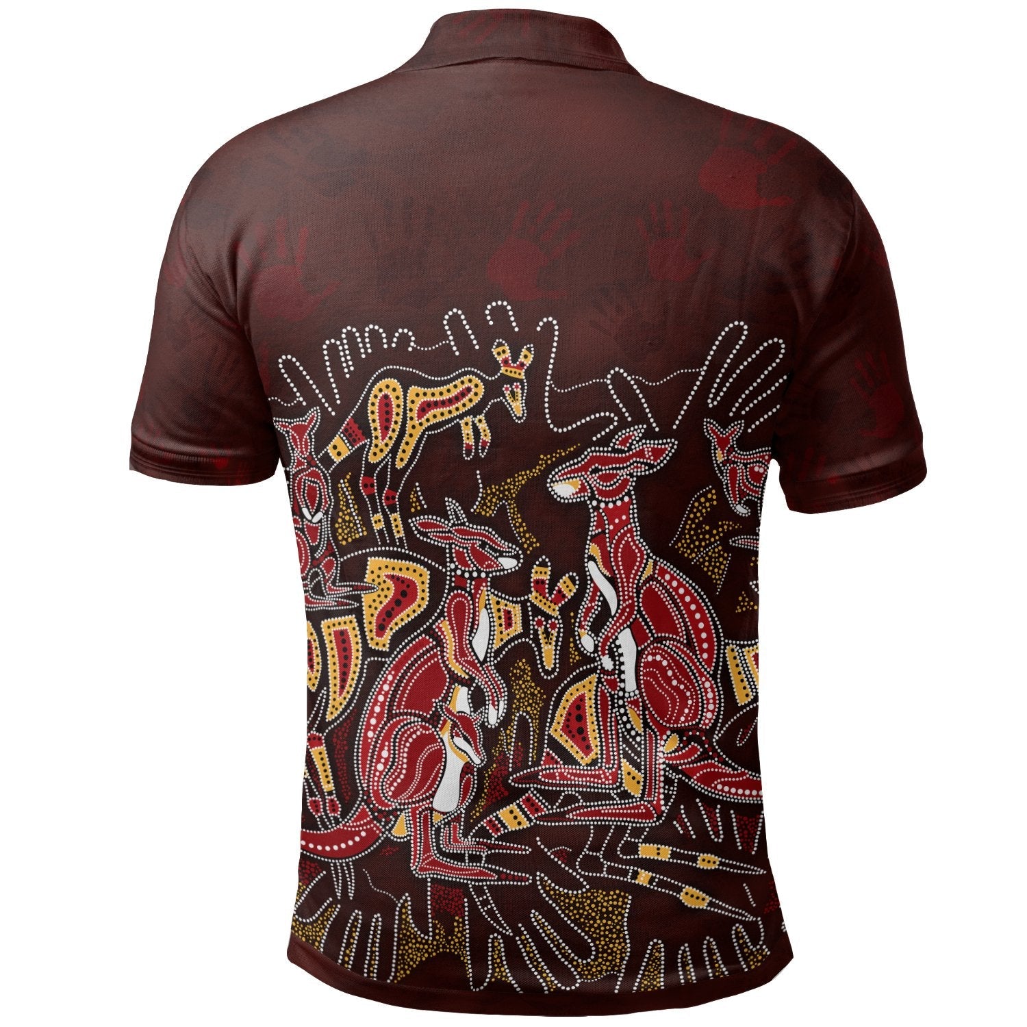 Aboriginal Polo - Kangaroo family with Hand Art Polo Shirt