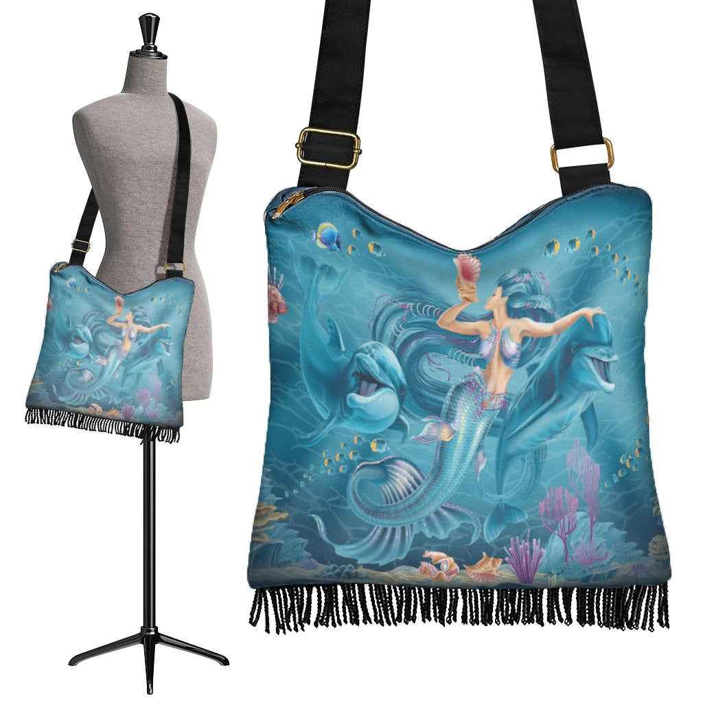 Boho Handbag - Australia Beautiful Mermaid With Dolphin