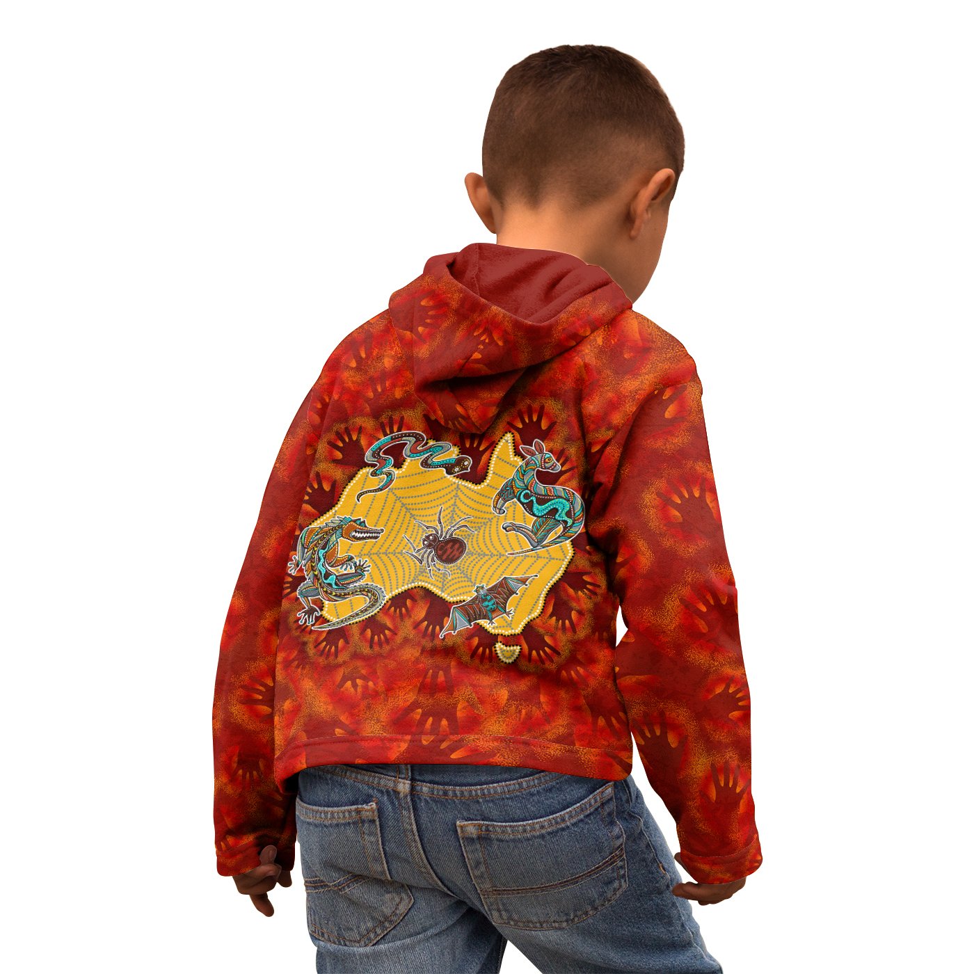 (Custom) Aboriginal Zip Hoodie - Australia Map Hand Patterns Spider Web