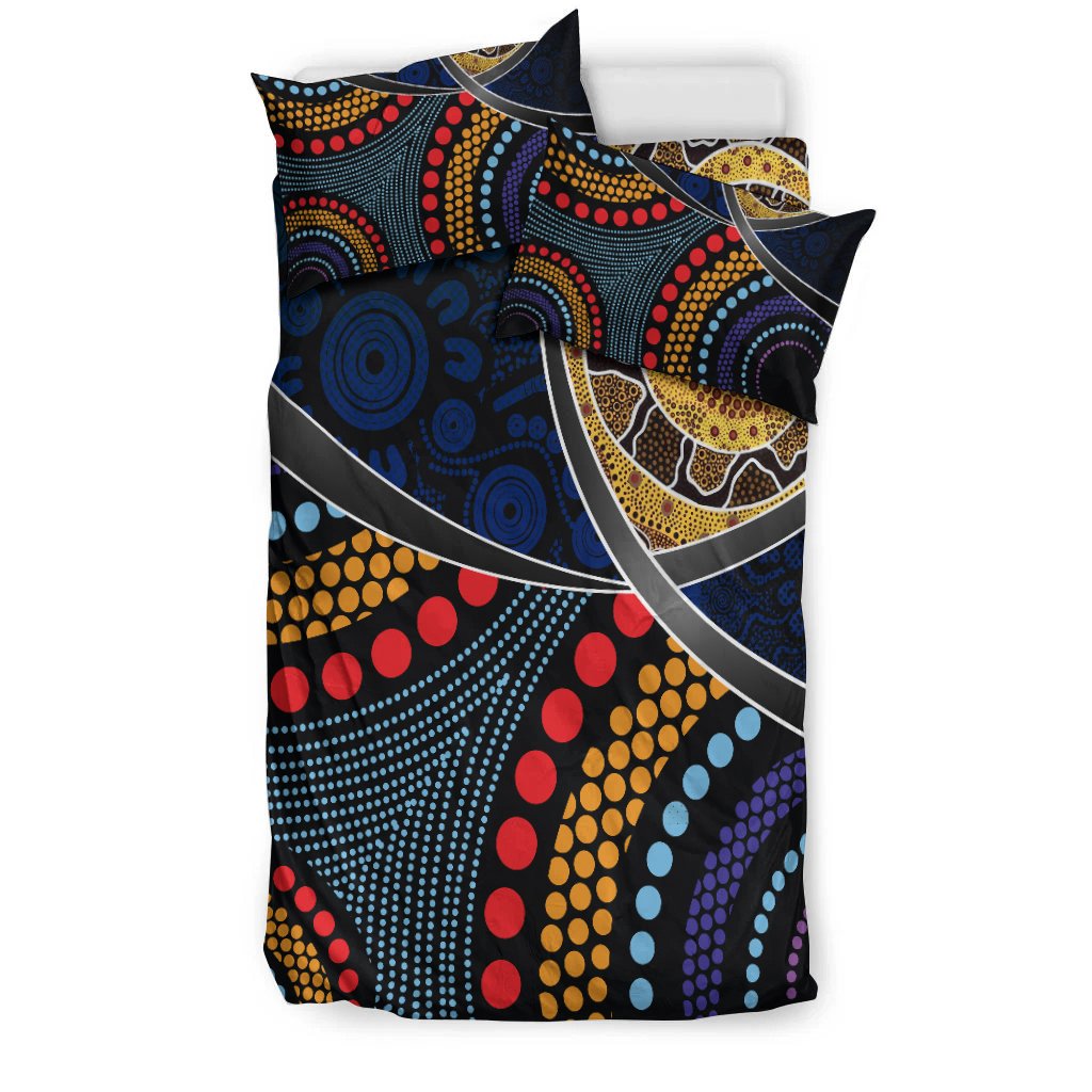 Australia Bedding Set - Aboriginal Dot Panting Art With Snake