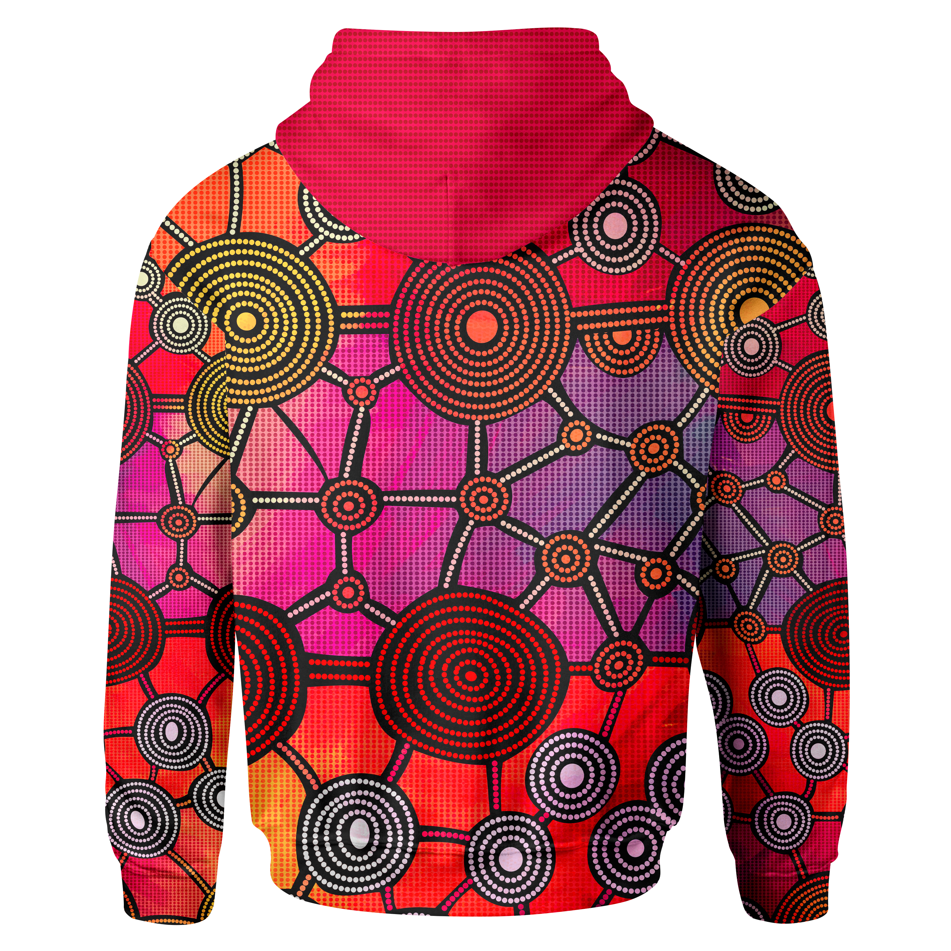 Aboriginal Zip Hoodie - Circle Dot Painting All Over Print