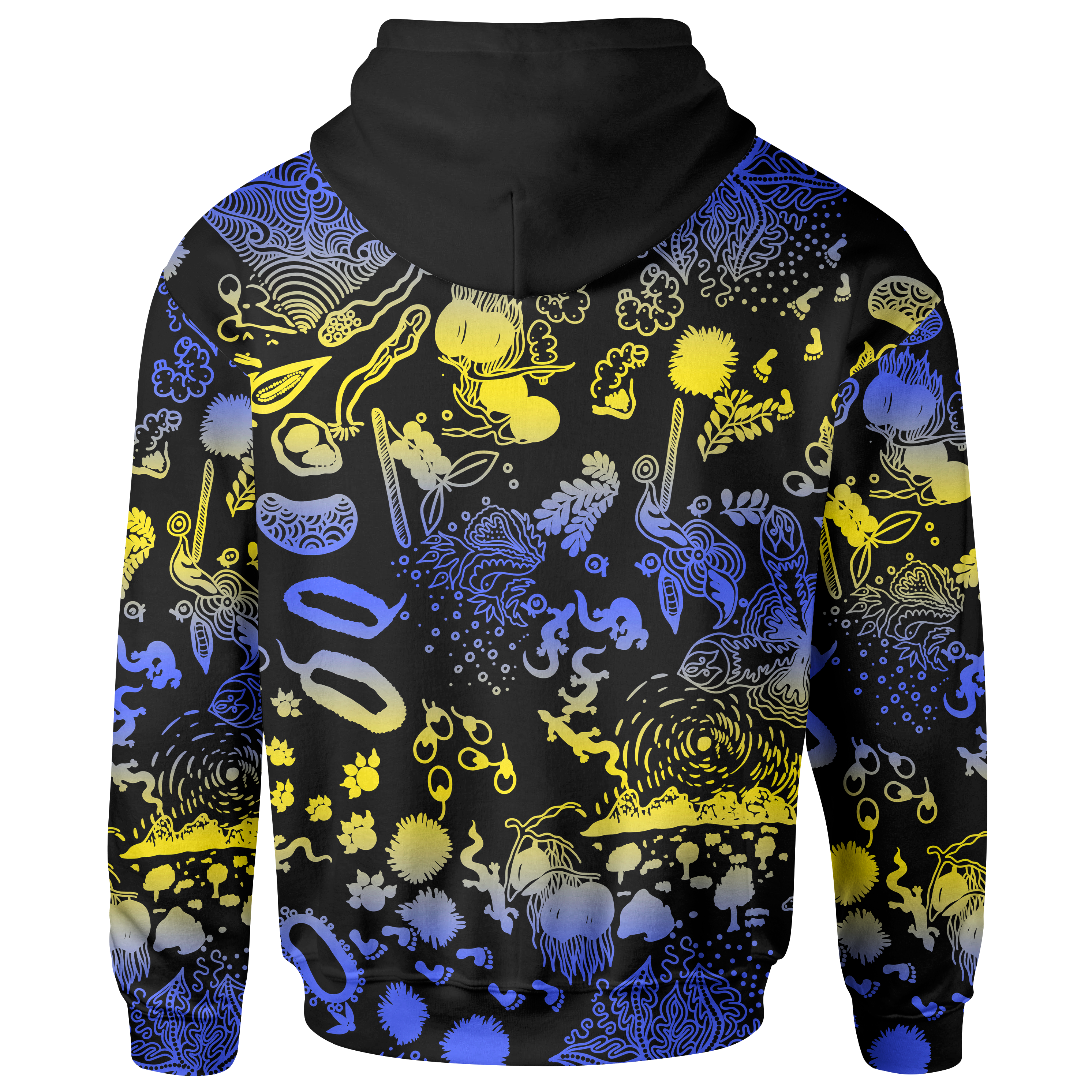 Aboriginal Zip Hoodie - Australian Golden Wattle All Over Print