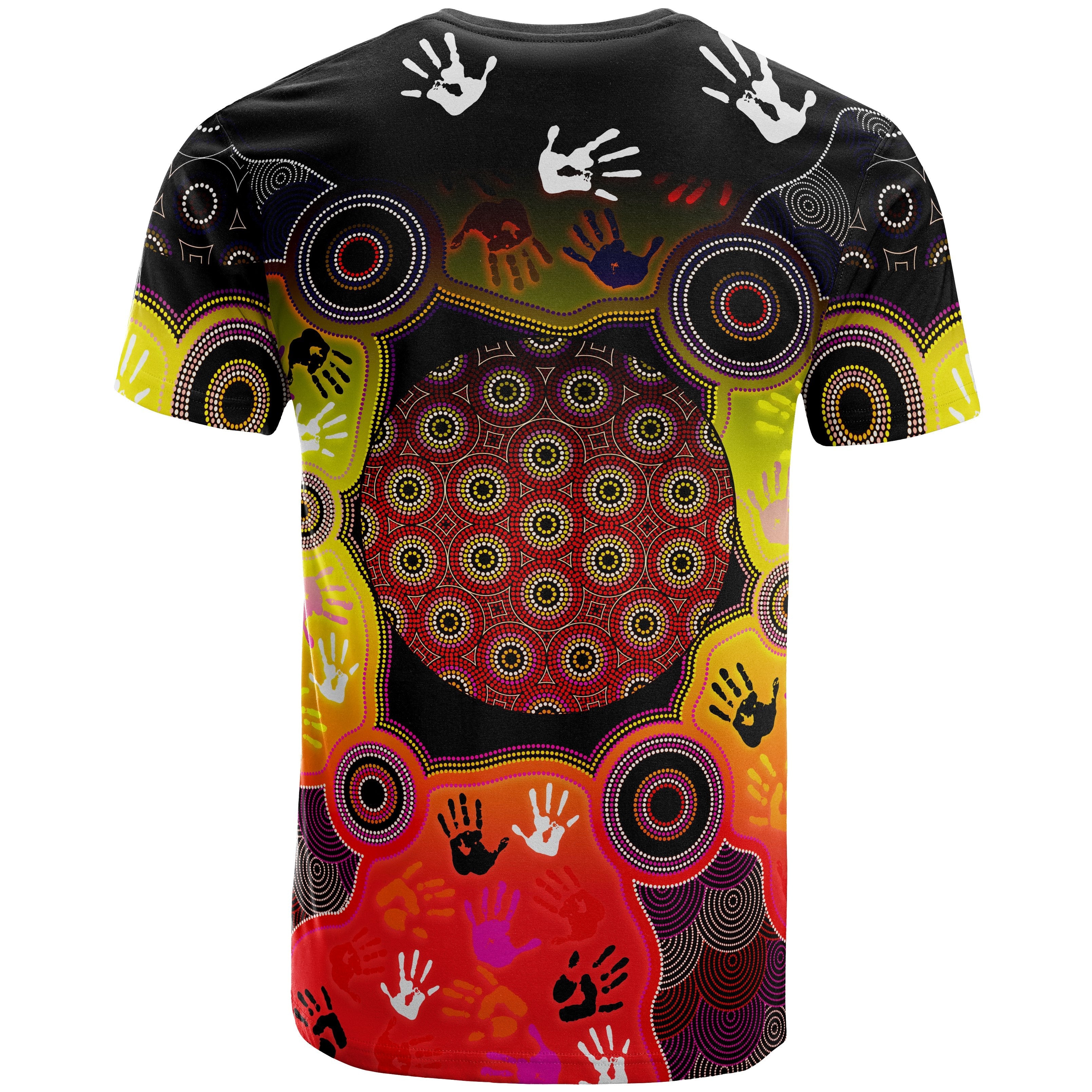 Aboriginal TShirt - Indigenous Circle Dot Painting Hand Art