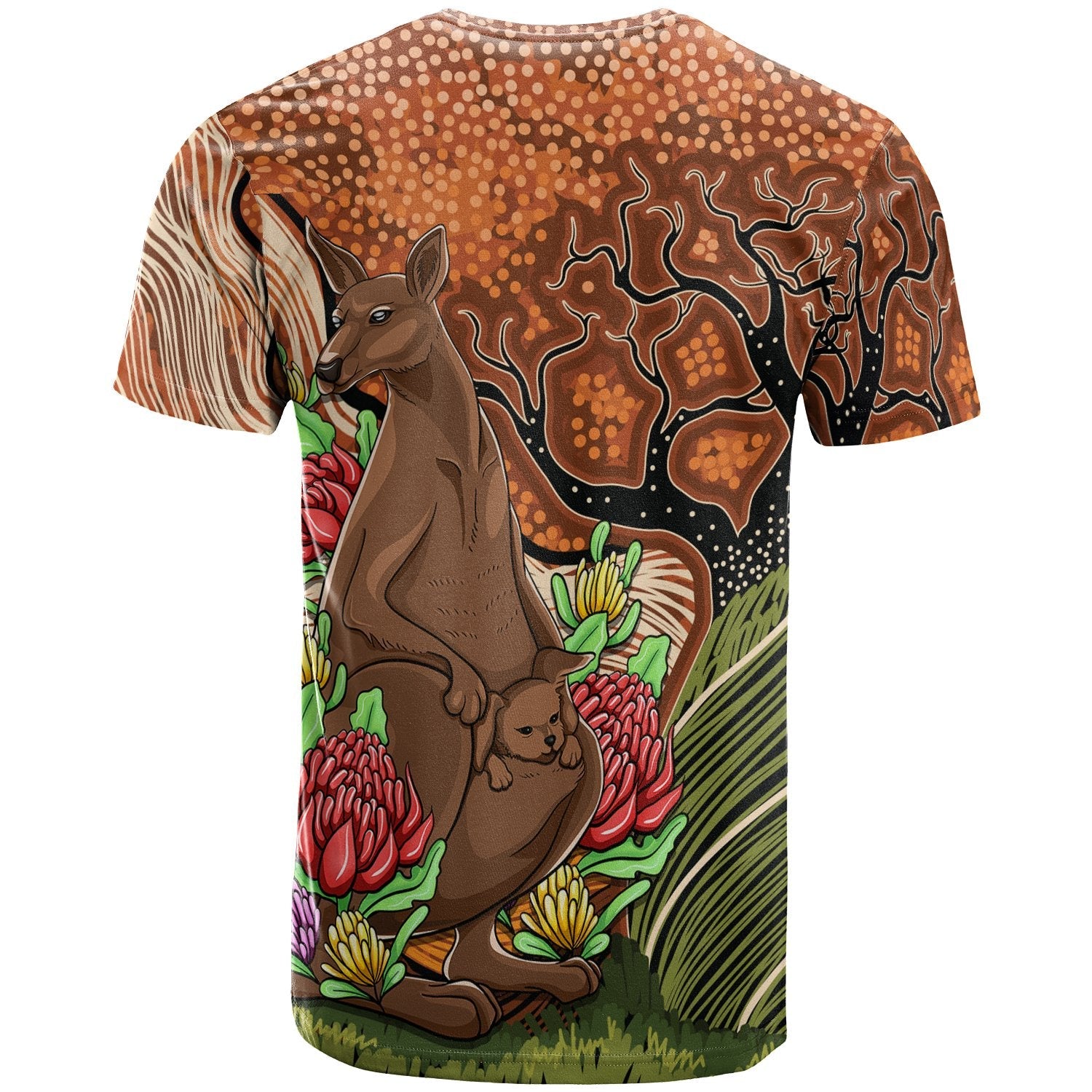 Aboriginal TShirt - Kangaroo With Indigenous Tree