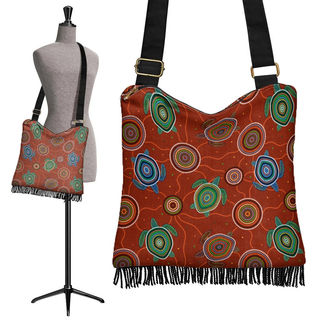 Boho Handbag - Aboriginal Turtle Tribal Pattern