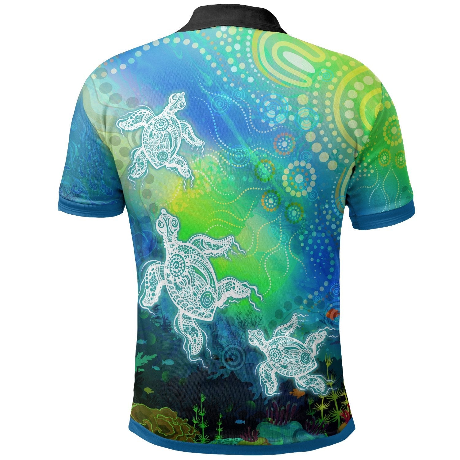 Aboriginal Polo - Indigenous Turtle Ocean Dot Painting Art Polo Shirt