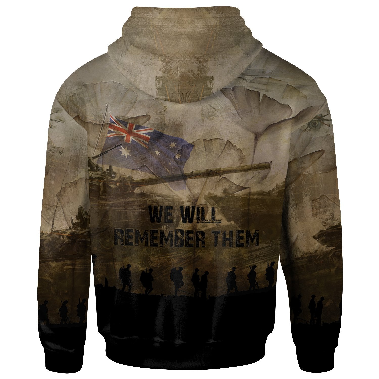 Anzac Day 2022 Zip Hoodie - Lest We Forget Vintage Style