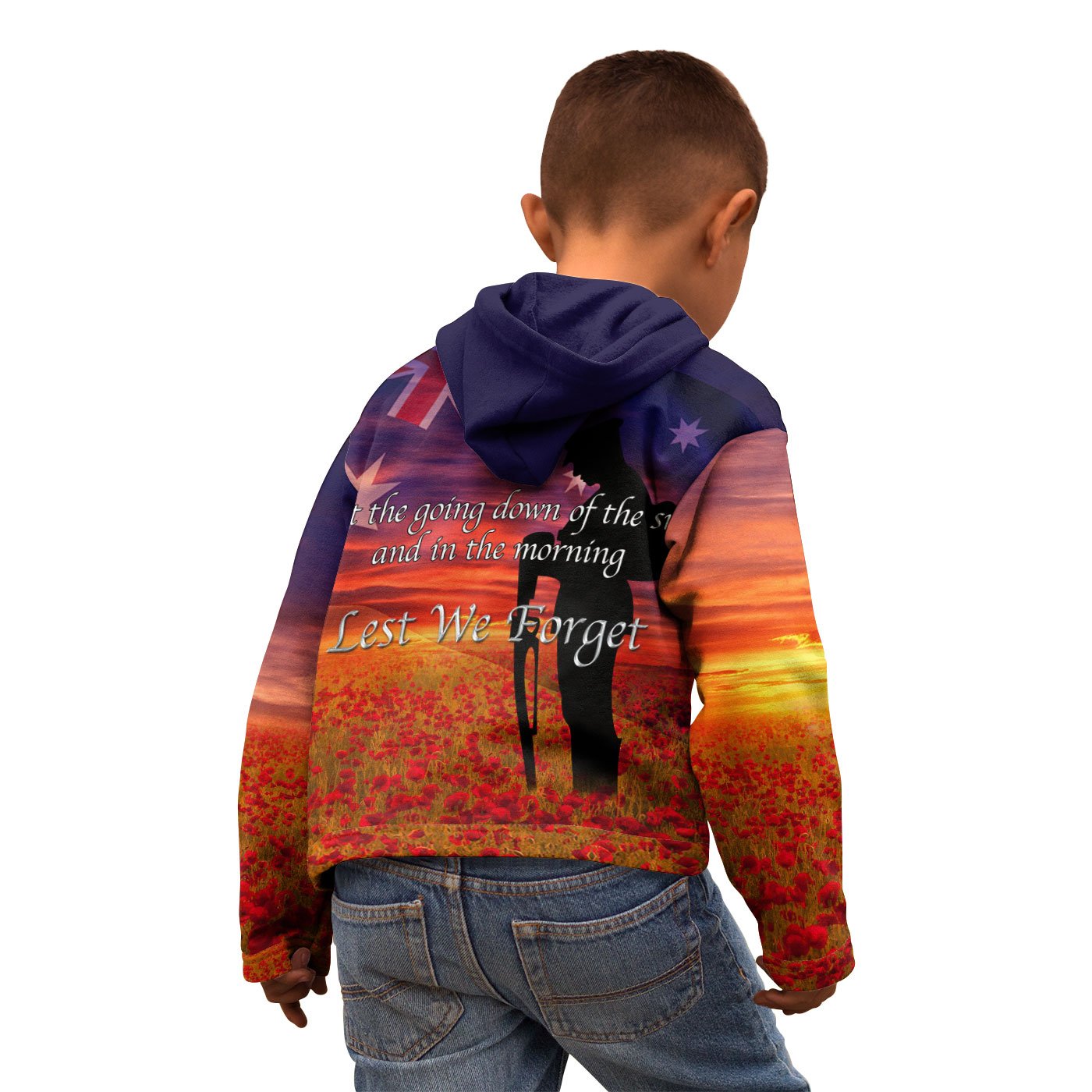 Anzac Day 2022 Zip Hoodie Kid - Lest We Forget