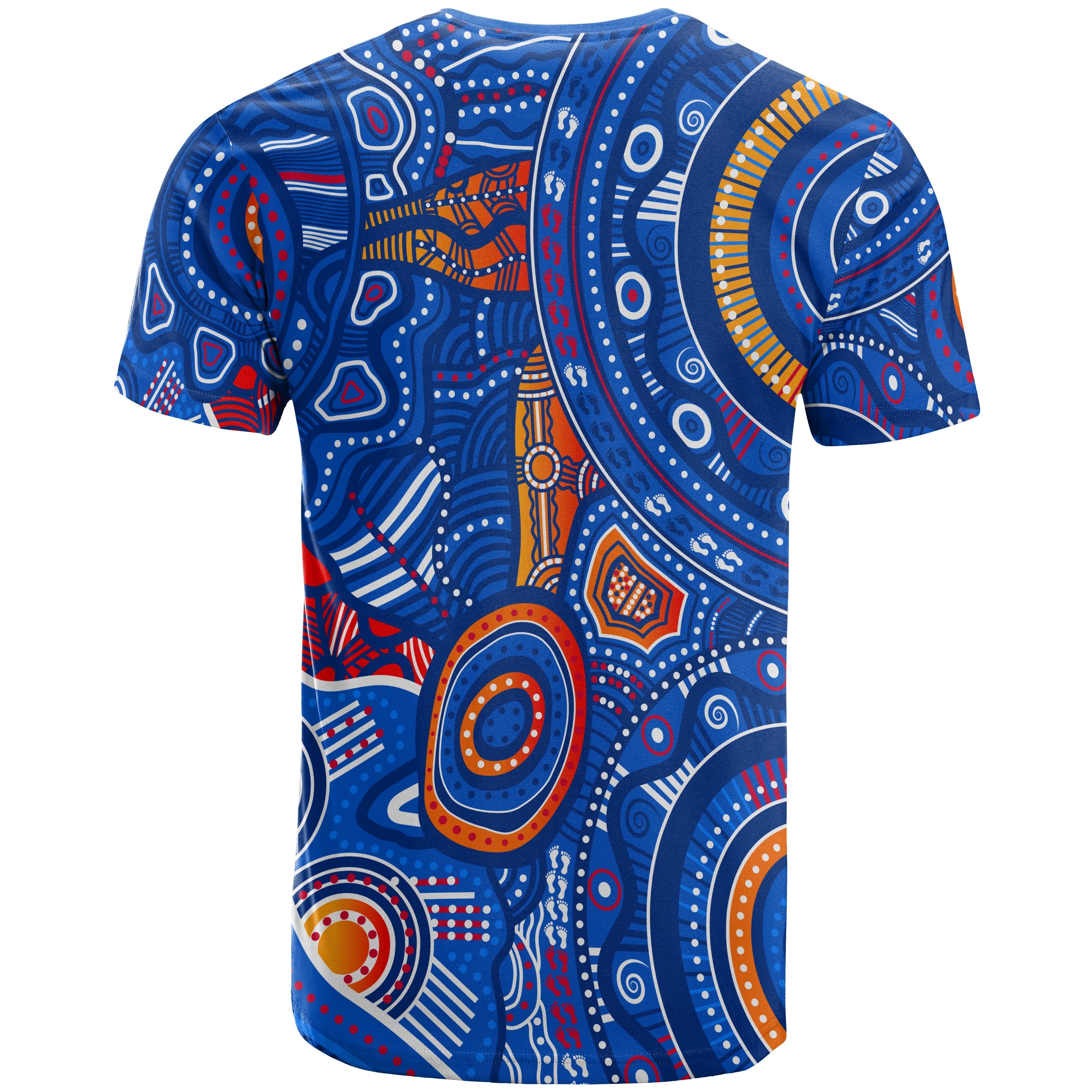 Aboriginal TShirt - Indigenous Footprint Patterns Blue Color
