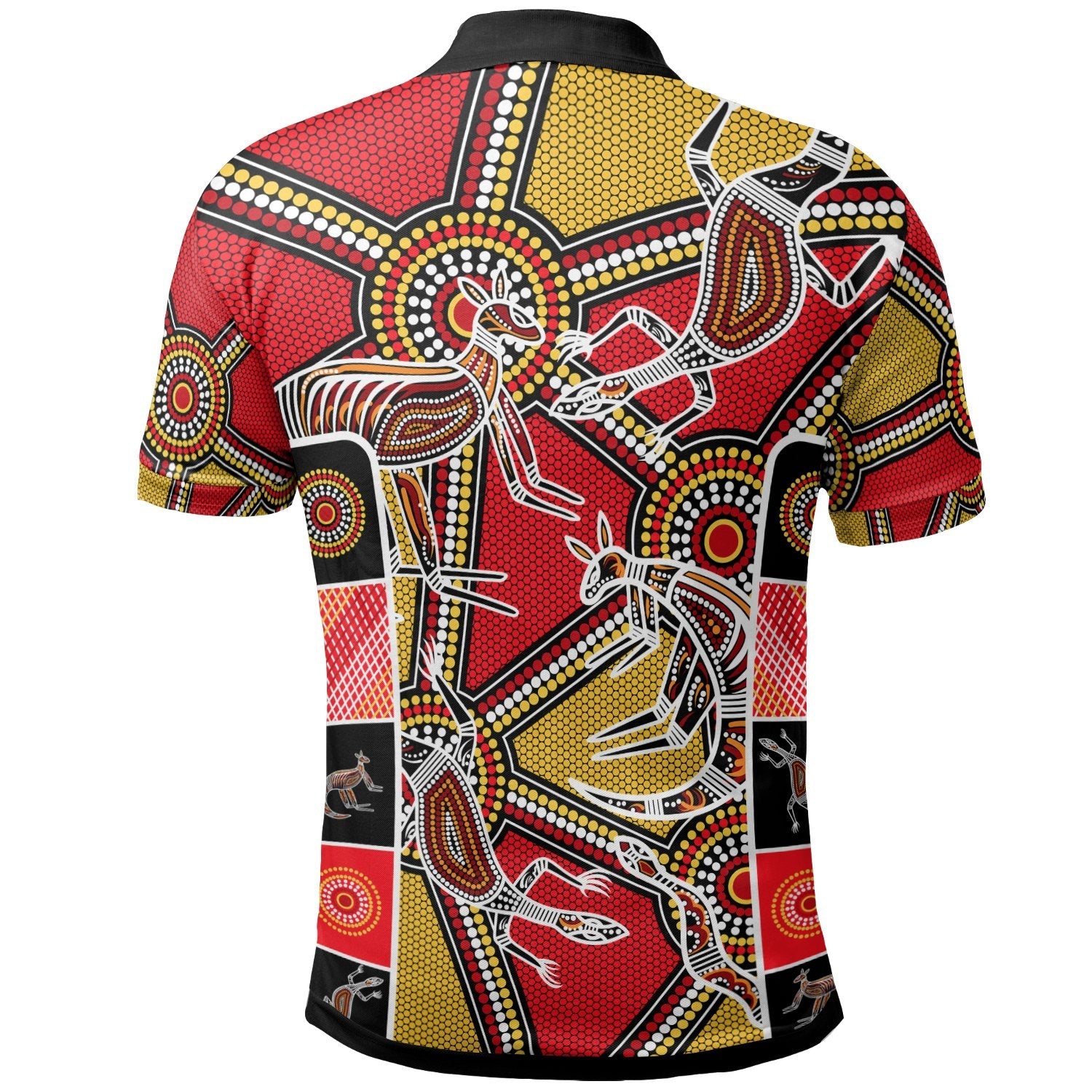 Aboriginal Polo - Kangaroo Dot Painting Patterns Polo Shirt