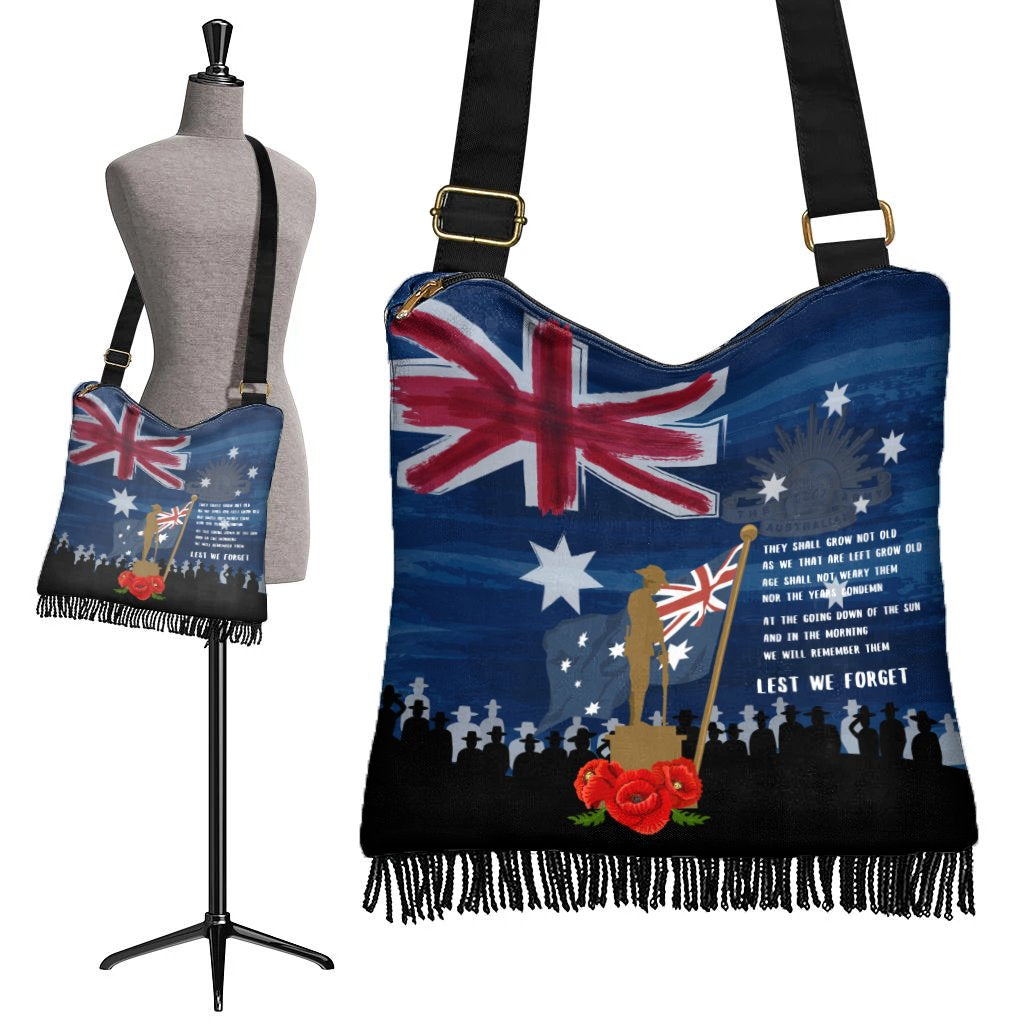 Anzac Boho Handbag - Always Remember Australian Anzac Day