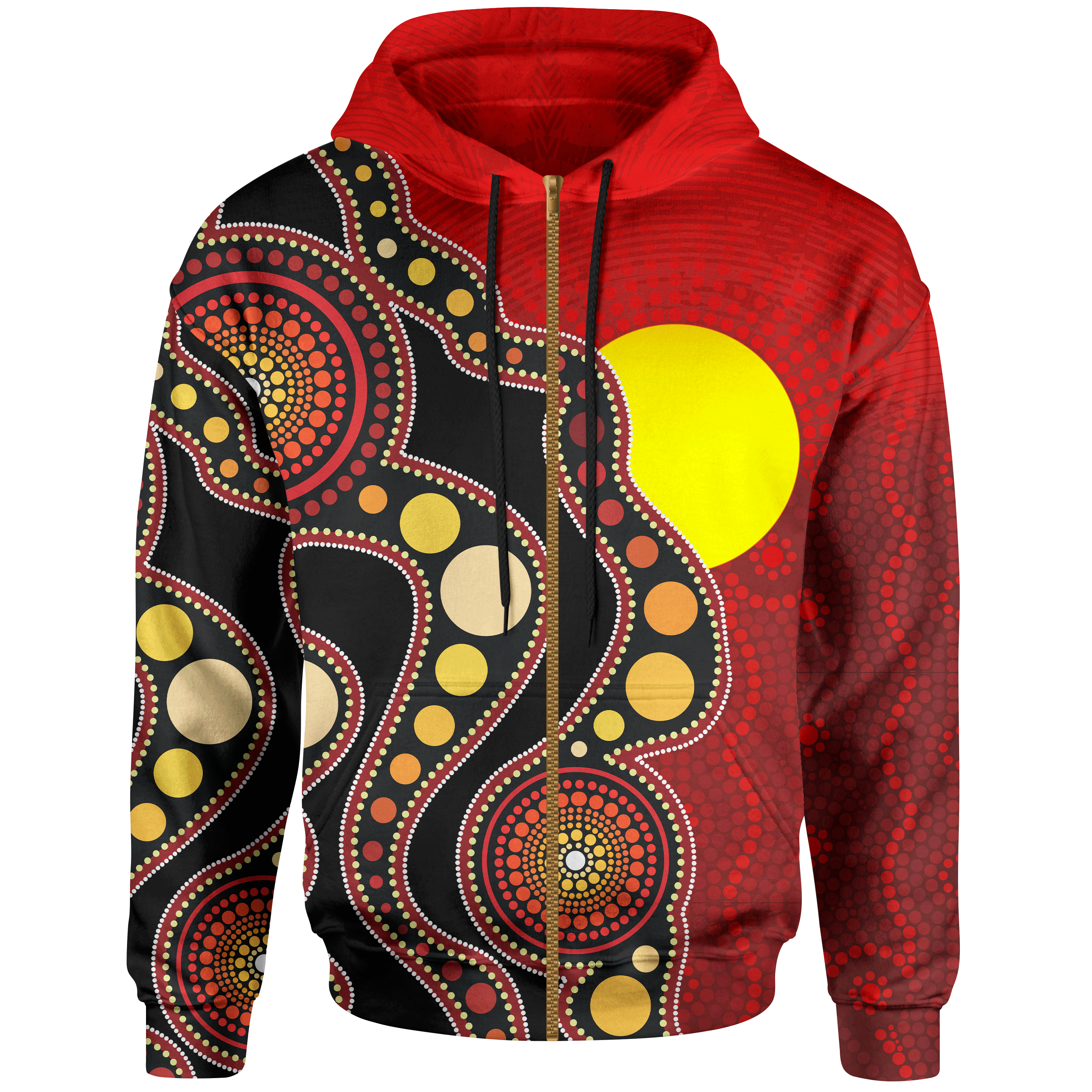 Aboriginal Zip Hoodie - Australia Aboriginal Lives Matter Flag