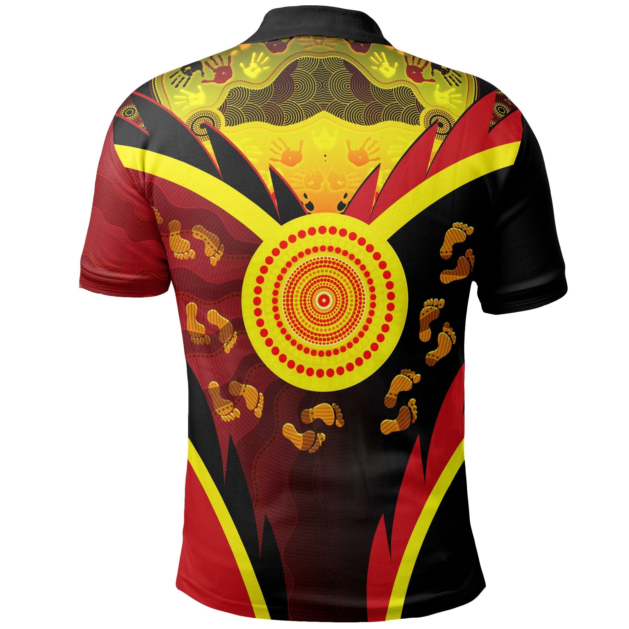 Aboriginal Polo - Indigenous Flag With Footprint Hand Art Polo Shirt
