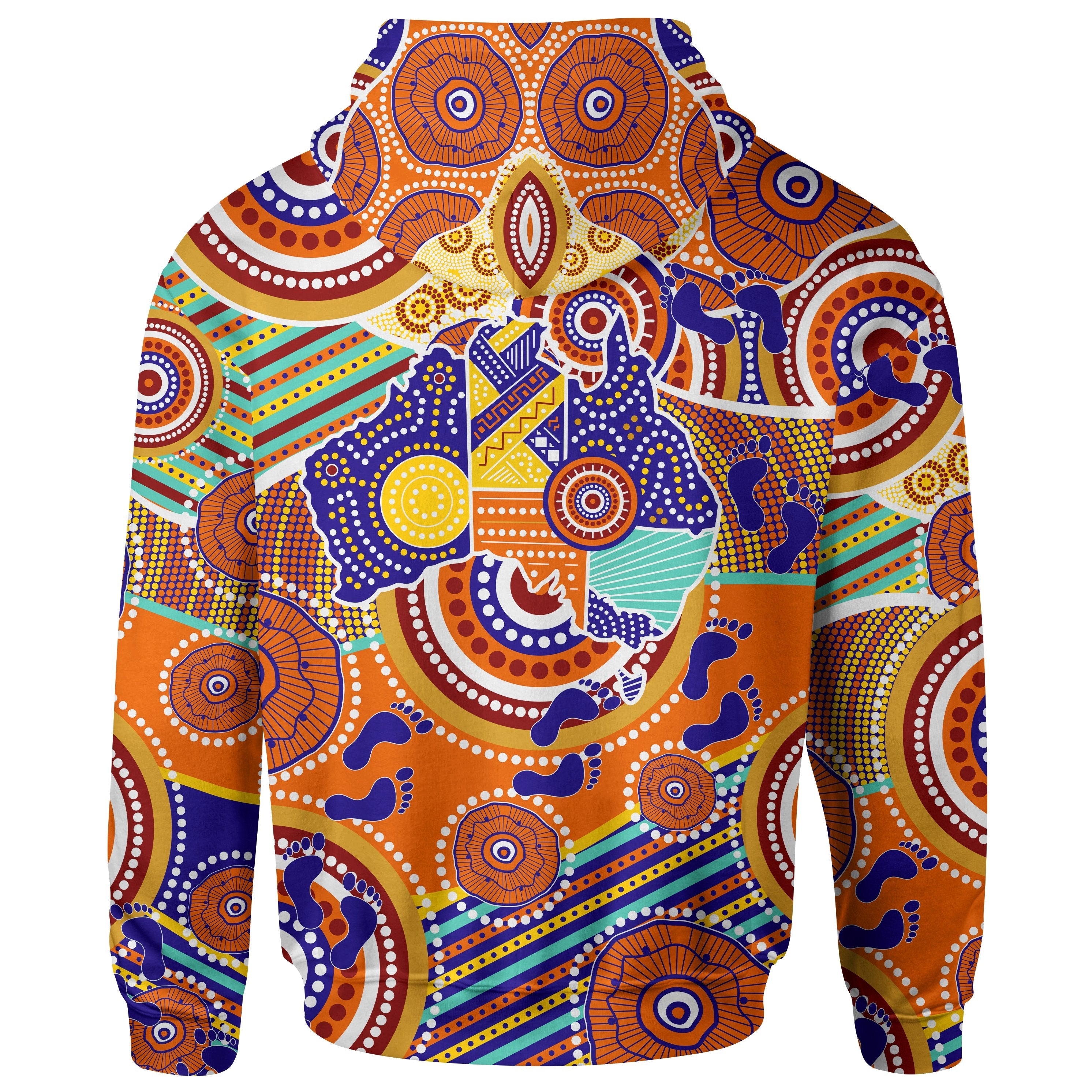 (Kid) Aboriginal Zip Hoodie - Australian Map Dot Painting