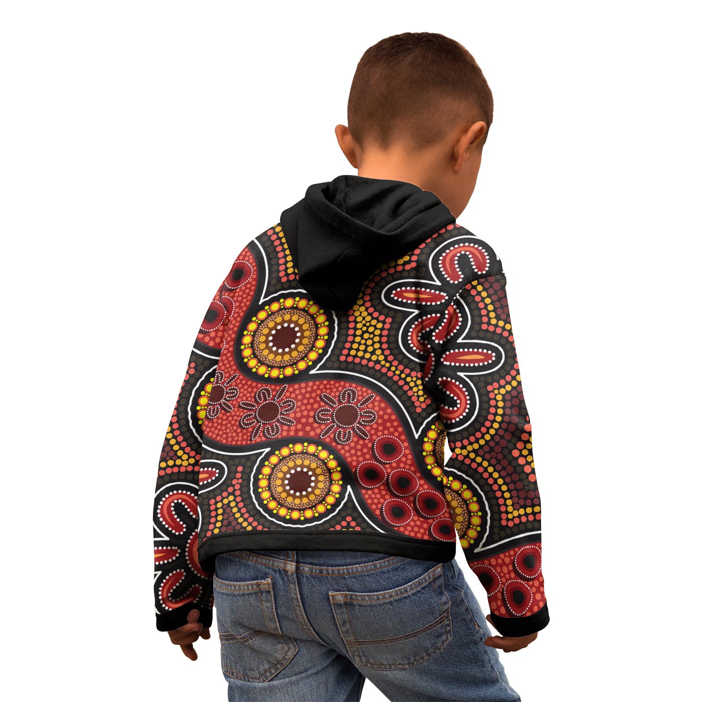 (Custom) Aboriginal Zip Hoodie - Indigenous Circle Dot Painting Style