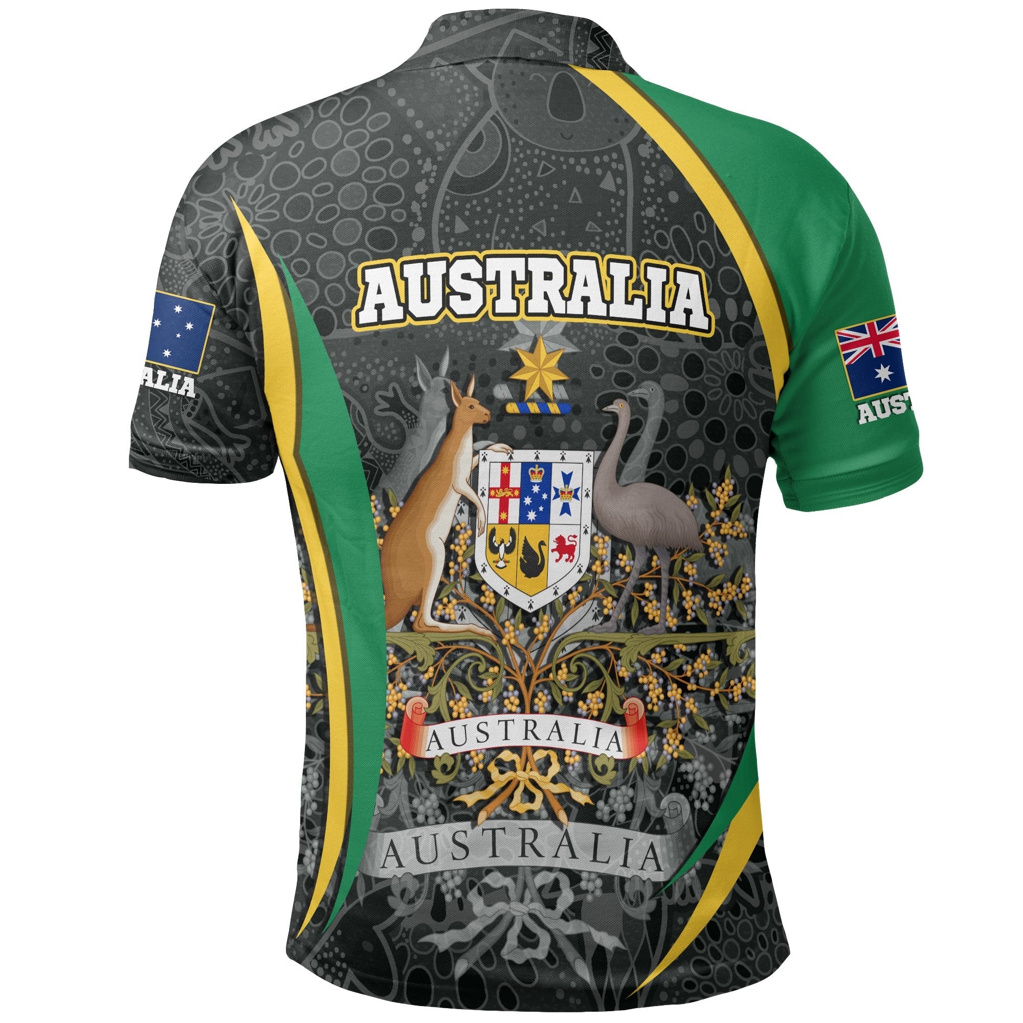 Aboriginal Polo - Australian Coat of Arms - Aussie Spirit (Green) Polo Shirt